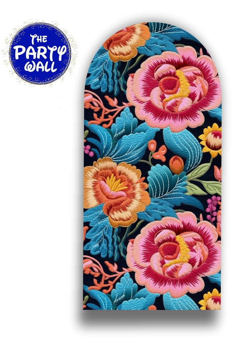 Flor Bordada - Funda para mampara de punta redonda