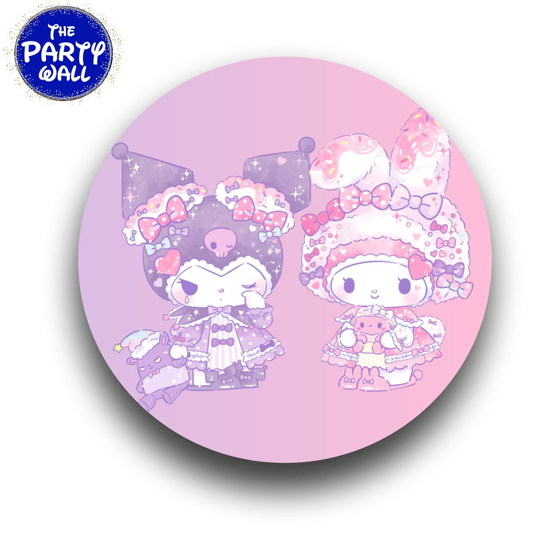 Kuromi y Melody - Funda para mampara circular