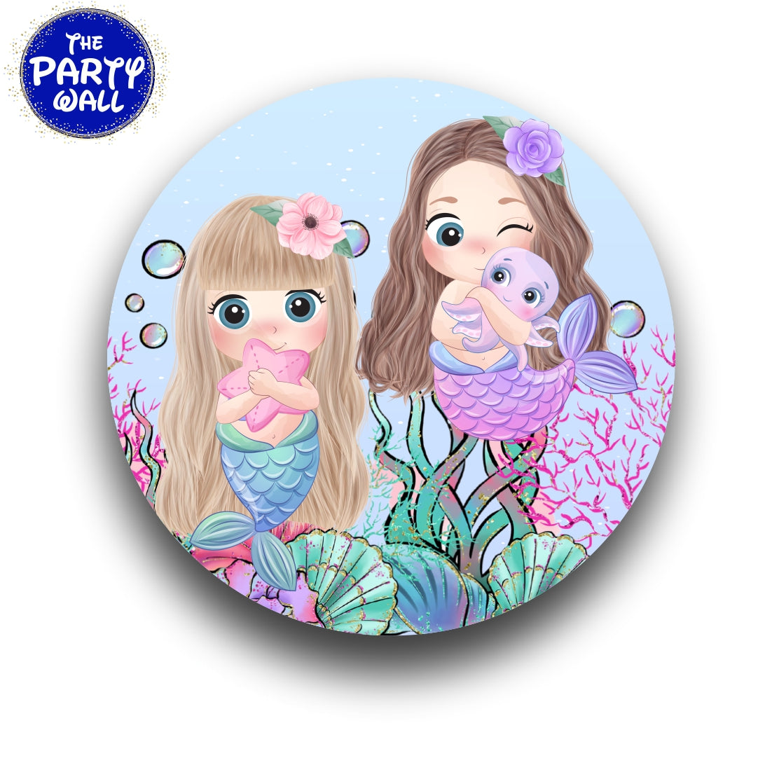 Sirenas Cute - Funda para mampara circular