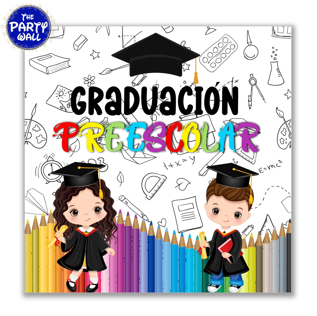 Graduación Kindergarten - Funda para mampara cuadrada